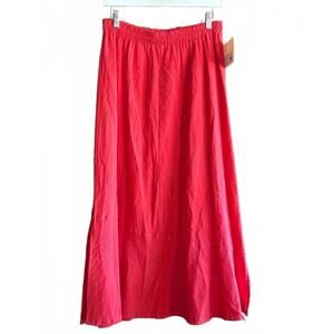 NWT B’Gauze Womens Skirt One Size Red Salmon Maxi Elastic Cotton Boho Hippie